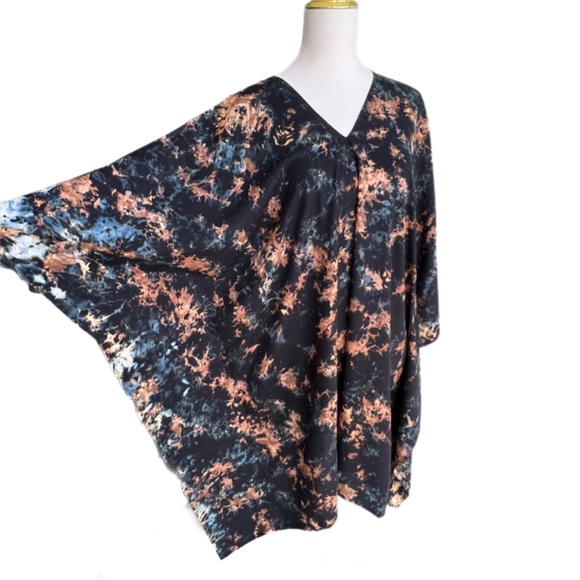 0108/ Black Brown Tie Dye , Short Kaftan - Picture 7 of 9